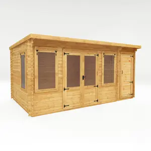 Mercia 17ft x 10ft Pent Log Cabin With Side Shed (19mm)