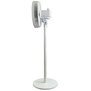 Igenix IGFP012W  Pedestal Fan With Adjustable Height, 12 Inch, 7 Blades, 3 Speeds, White