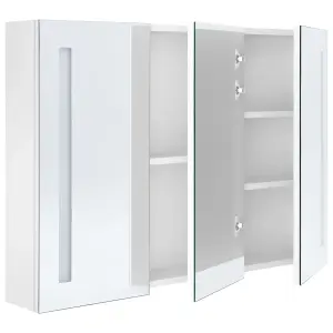 Berkfield LED Bathroom Mirror Cabinet 89x14x62 cm Shining White