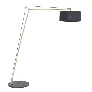 Luminosa Ravenna Floor Lamp Matt Brass Plate & Black Cotton Fabric