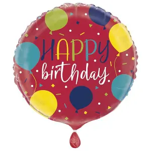 Unique Party Happy Birthday Foil Balloon Red (One Size)