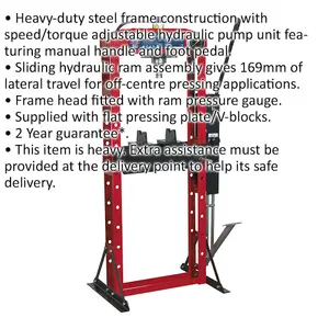 15 Tonne Floor Hydraulic Press with Adjustable Pump and Pedal