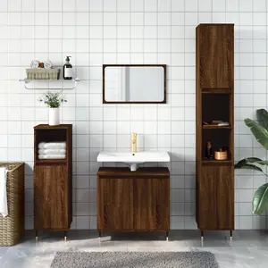 Berkfield Bathroom Cabinet Brown Oak 58x33x60 cm Engineered Wood