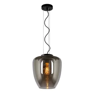 Lucide Florien Modern Pendant Light 28cm - 1xE27 - Smoke Grey