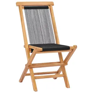 Berkfield Folding Garden Chairs 2 pcs Solid Teak Wood and Rope