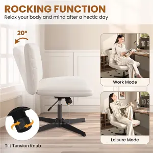 Yaheetech Beige Fabric Swivel Desk Chair with No Arms