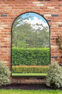 MirrorOutlet Arcus - Black Framed Full Length Arched Leaner Wall Garden Mirror 75" x 47" (190x120CM)