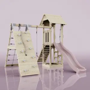 PolarPlay Tower Kids Wooden Climbing Frame with Swing and Slide - Climb & Swing Tyra Rose