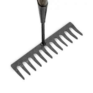 JCB 12 Teeth Heritage Garden Rake, Heavy-duty Carbon Steel and Ash Wood Shaft JCBHGR01