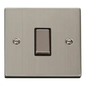 Stainless Steel 10A 1 Gang 2 Way Ingot Light Switch - Black Trim - SE Home