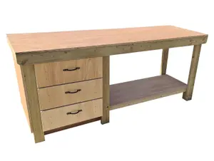 Wooden Eucalyptus top tool cabinet workbench with storage shelf (V.7)  (H-90cm, D-70cm, L-150cm)