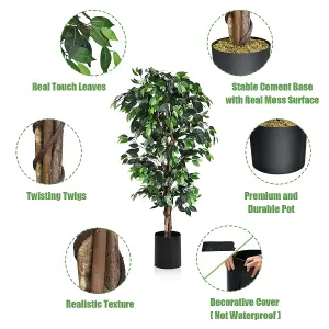 Costway 180cm Ficus Tree Artificial Plant Decorative Plant Artificial Tree Houseplant