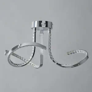 Litecraft Swirl Chrome 3 Arm LED Semi Flush