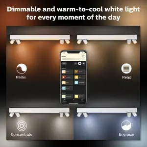 Philips Hue White and Colour Ambiance 4-spot Ceiling Light White