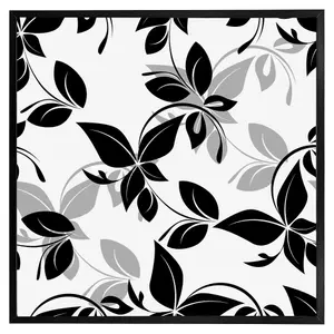 Black & white floral (Picutre Frame) / 12x12" / Black