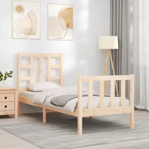 Berkfield Bed Frame with Headboard Small Single Solid Wood