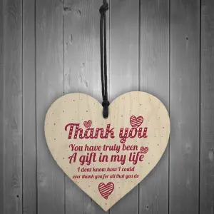 Red Ocean Thank You Gift Colleague Teacher Mentor Nursery Nurse Friendship Wooden Hanging Heart Plaque Gift