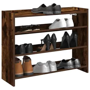 Berkfield Shoe Rack Smoked Oak 80x25x61.5 cm Engineered Wood