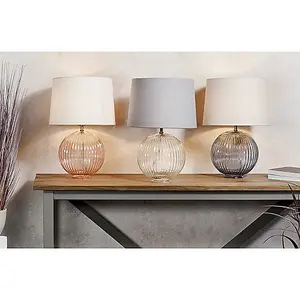 Luminosa Jemma 1 Light Table Light Clear Ribbed Glass & Satin Nickel Plate (Base only), E27