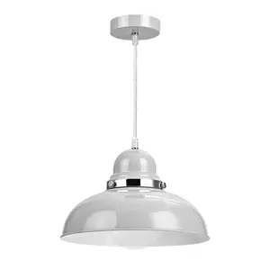 Interiors by Premier Vermont Flint Grey Bowl Shaped Pendant Light