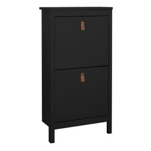 Barcelona Shoe Cabinet 2 Flap doors Matt Black