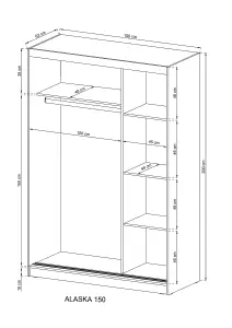 Alaska Sliding Two Door Wardrobe 150cm in White