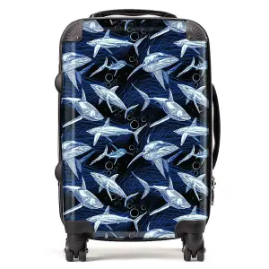 Hand Drawn Shark Pattern Suitcase - Cabin