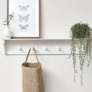 Melody Maison White Wall Shelf with Hooks