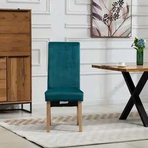 Rimini Velvet Fabric Dining Chairs - Set of 2 - Teal