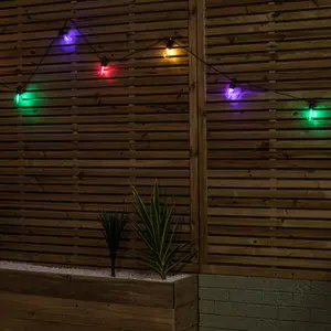 Set of 20 Indoor Outdoor Connectable Vintage Festoon Lights with Multi Coloured LEDs