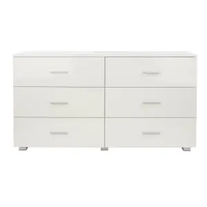 White Gloss 3+3 wide chest of drawers, Lido White