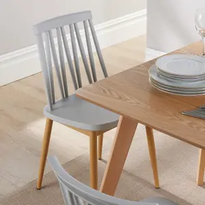 Home Source Rayna Table and 4 Grey Lucy Chairs