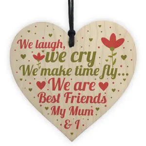 Red Ocean Mum Best Friend Gifts Handmade Wooden Hanging Heart Sign Christmas Birthday Gift For Mummy Mother