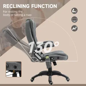 Vinsetto Office Chair w/ Heating Massage Points Relaxing Reclining Grey