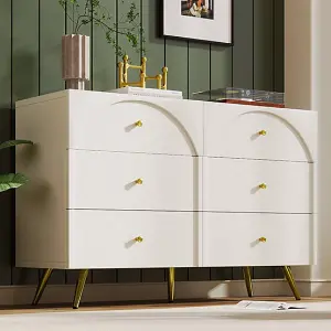 Bedroom Chest of Drawers, Sideboard Cabinet with Golden Handles, Console Display Table for Living Room