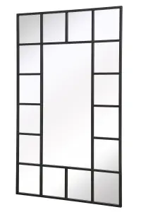 MirrorOutlet Decorative Fenestra - Black Modern Wall and Leaner Mirror 71" X 43" (180 x 110CM)