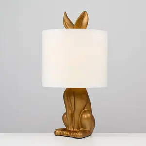 Chesnut Ceramic Hare 48cm Table Lamp Gold / Yes