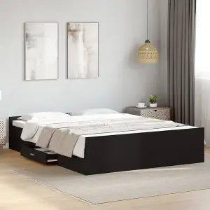 Berkfield Bed Frame with Drawers without Mattress Black 140x200 cm