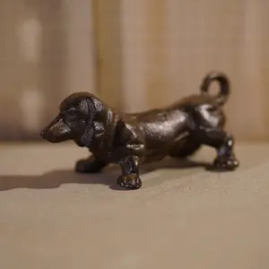 Cast Iron Dachshund Puppy Dog Metal Statue Home Garden Ornament Sculpture