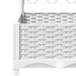 Berkfield Garden Planter with Trellis White 120x40x121.5 cm PP