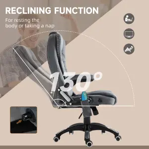 Vinsetto Office Chair w/ Heating Massage Points Relaxing Reclining Grey