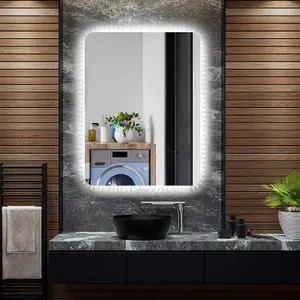 Costway Shatterproof Wall Mounted Mirror Bathroom Mirror with LED Lights