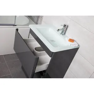 Bridge 595mm Single Bathroom Vanity with Integrated Resin Basin Grey / White