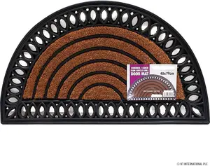 MantraRaj Heavy Duty Non-slip Doormat Rubber Natural Coco Grill Coir Door Mat Half Moon 40x70 cm