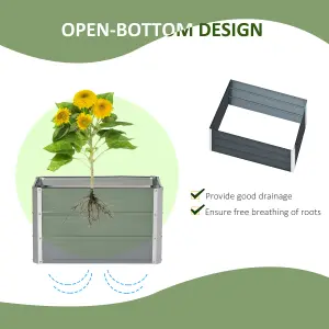 Outsunny Raised Garden Bed Metal Planter Box for Vegetables Flower Grows, Grey