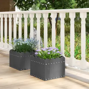 Costway 2 Pack Square Planter Box HDPE Flower Pot Raised Garden Bed