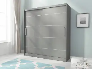 Maja Sliding Door Alu Wardrobe 180cm in Grey