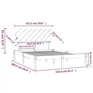 Berkfield Bed Frame 150x200 cm 5FT King Size Solid Wood