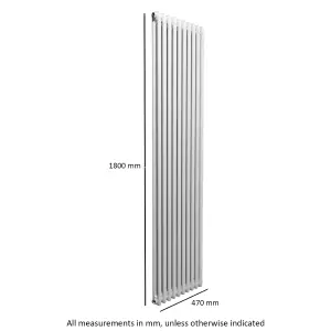 Nes Home 1800 X 470 mm Double Column White Traditional Radiator