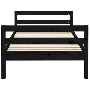 Berkfield Bed Frame Black 90x200 cm Solid Wood Pine